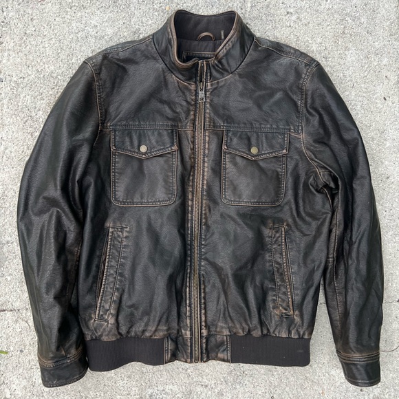 Vintage Black Rivet Leather Bomber Jacket - Picture 1 of 7